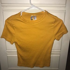Mustard Yellow Ribbed Crop Top